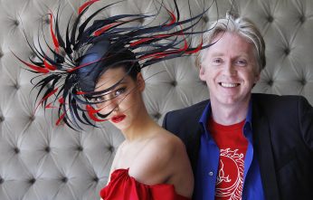 NO REPRO FEE..
Pictured is internationally renowned Irish designer, Philip Treacy with model Klaudia Molenda unveiling his latest creation inspired by Lyons Gold Blend tea on Tuesday 2nd June 2009 in the dylan Hotel, Dublin. The one of a kind hat was specially created to celebrate the rich qualities of Lyons Gold Blend, which new research has revealed as the best tasting gold blend tea, out performing competitors on taste, colour, flavour, appearance and mouth feel in both blind and branded research. The hat will be on display at the Lyons Gold Blend tent at Taste of Dublin 'where great taste meets great style' from 11th June 2009. One lucky person will win the bespoke Philip Treacy creation as Irish people will be able to enter a draw at the Lyons Gold Blend tent and online at www.lyonsgoldblend.ie. Photographer Robbie Reynolds.