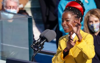 WASHINGTON, DC - JANUARY 20: Youth Poet Laureate Amanda Gorman speaks at the inauguration of U.S. President Joe Biden on the West Front of the U.S. Capitol on January 20, 2021 in Washington, DC.  During today's inauguration ceremony Joe Biden becomes the 46th president of the United States. (Photo by Alex Wong/Getty Images)